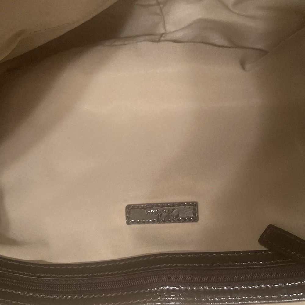 Cole Haan Brown Suede Crossbody
Messenger Bag Purse Patent
Accent Dbl Handle - Picture 8 of 9
